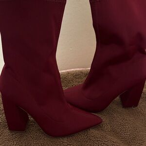 Burgundy Heeled Boots💋(Make Me An Offer)